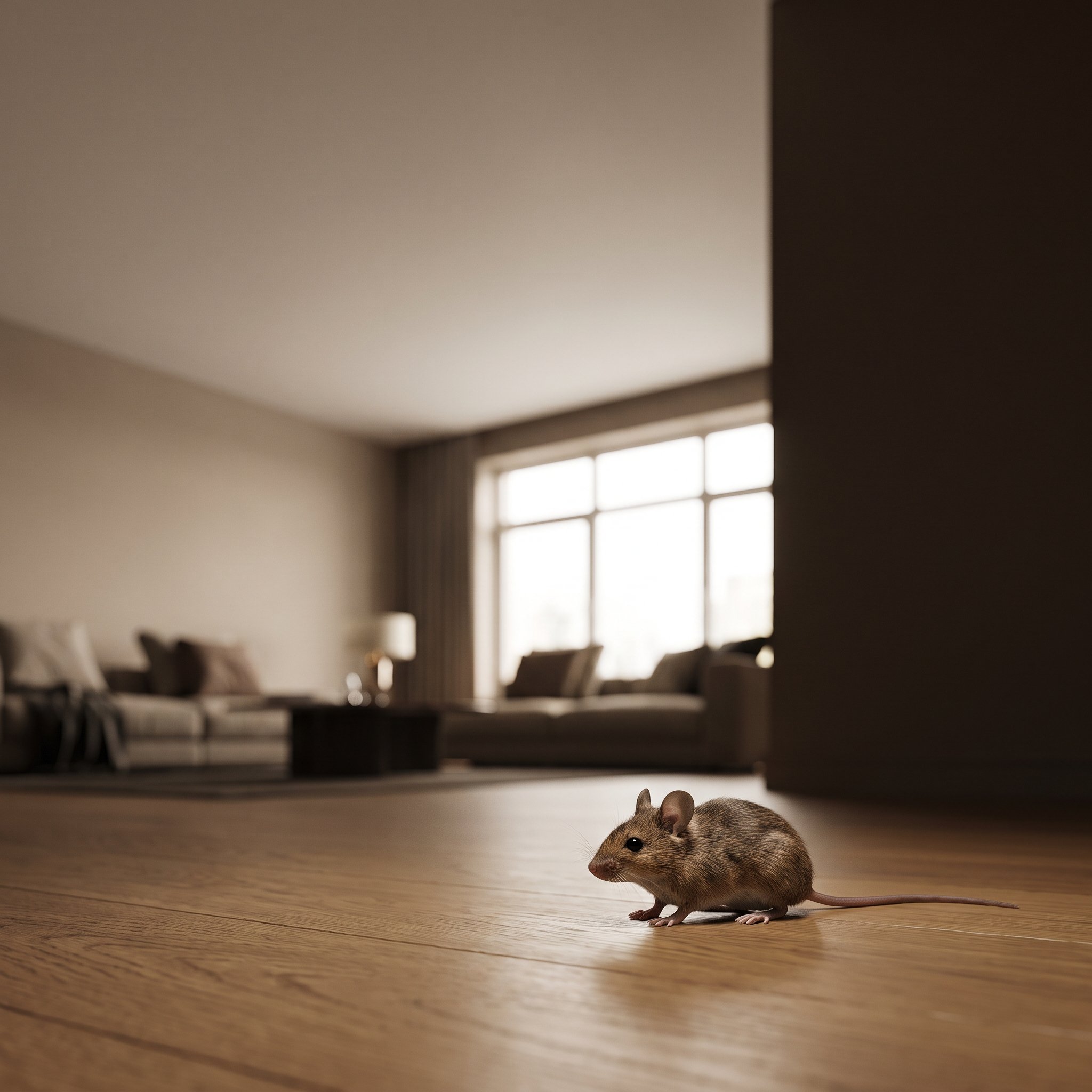 Fotografia profissional ilustrando rato em residencia com foco em soluções inteligentes no nicho de outros.